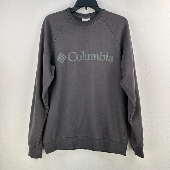 Columbia Sweatshirt Mens Medium Gray Knit Long Sleeve Pullover Crew Neck Stretch - Picture 1 of 9